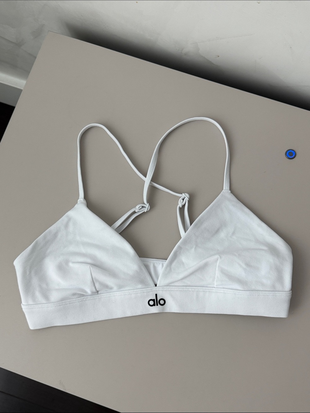 ALO Yoga White Triangle Bralette with Slim Straps
